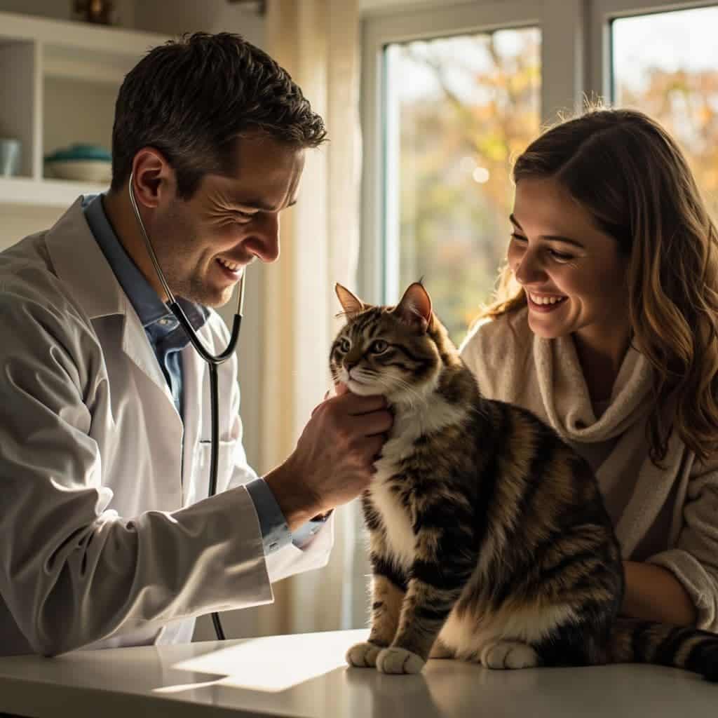 Chequeo veterinario a un gato