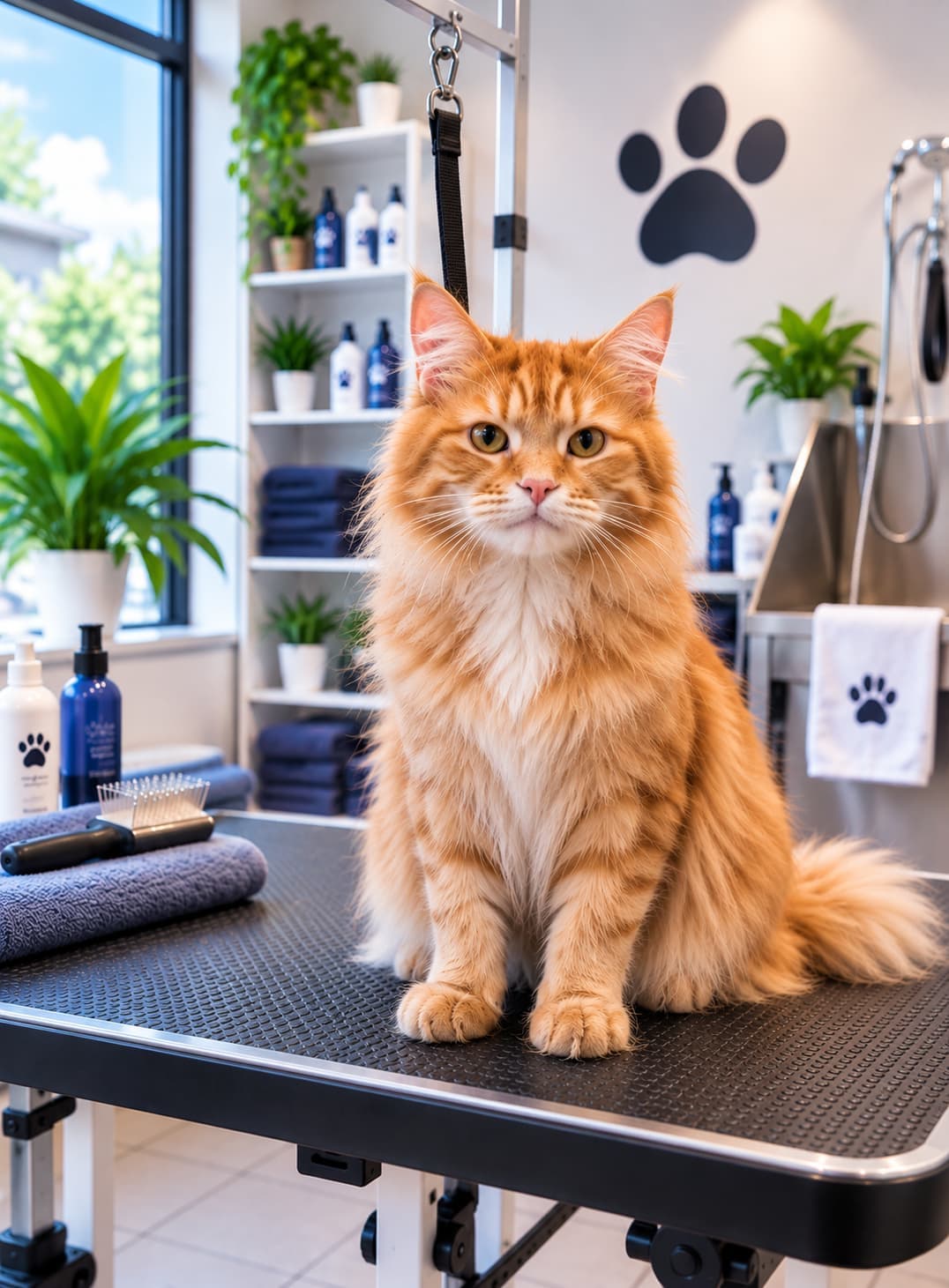 Gato después del servicio de peluquería